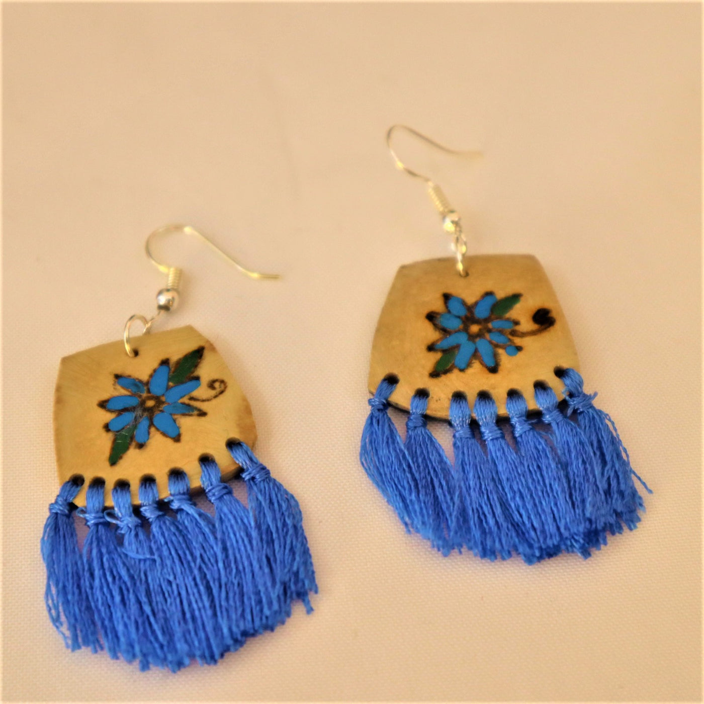 Handmade Blue Thread Earrings | FashionCrab.com